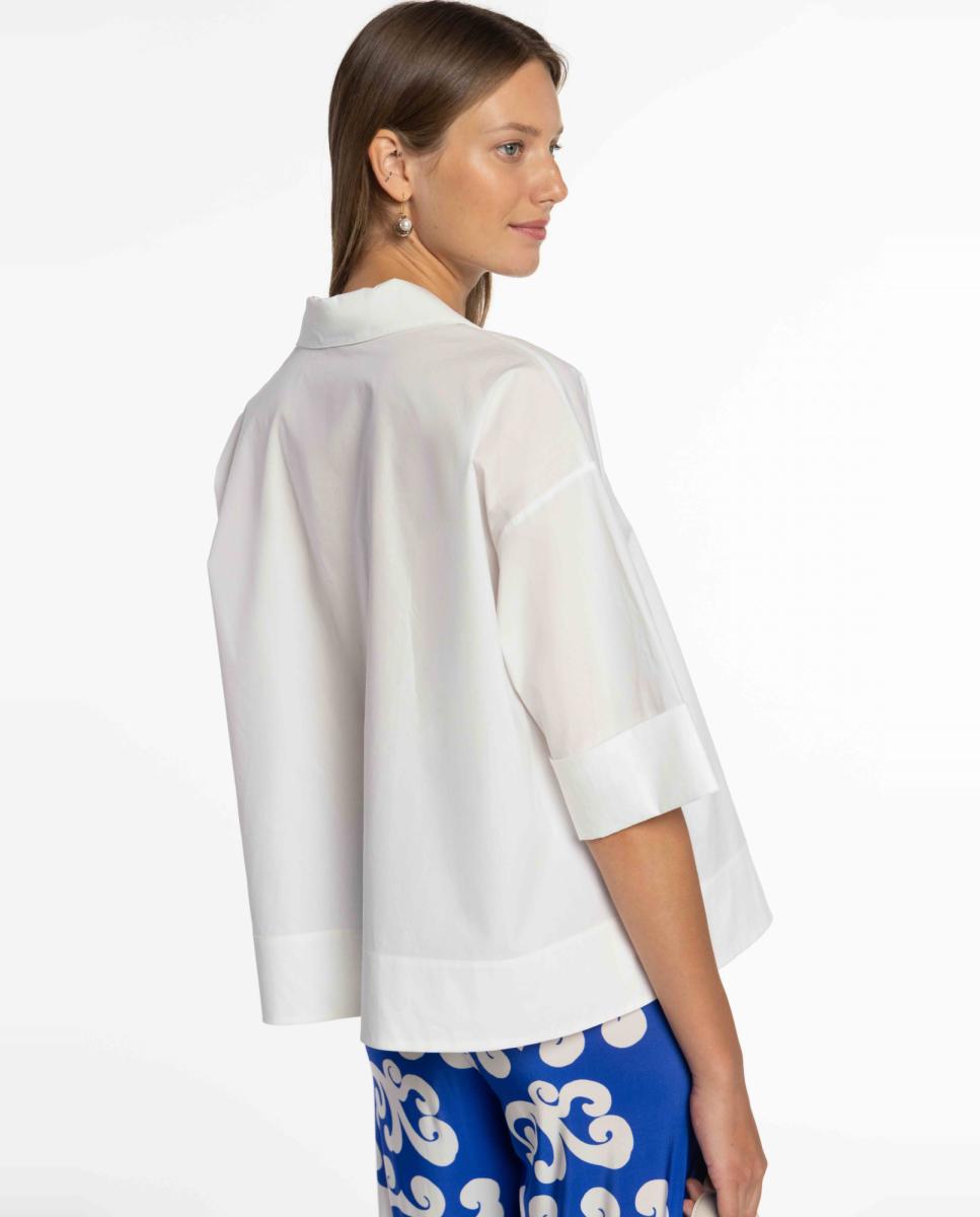 Blusa de Popelina de Algodão com Gola Cru-2