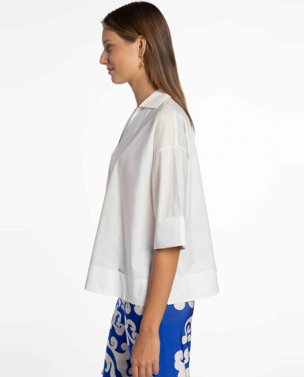 Blusa de Popelina de Algodão com Gola Cru-3