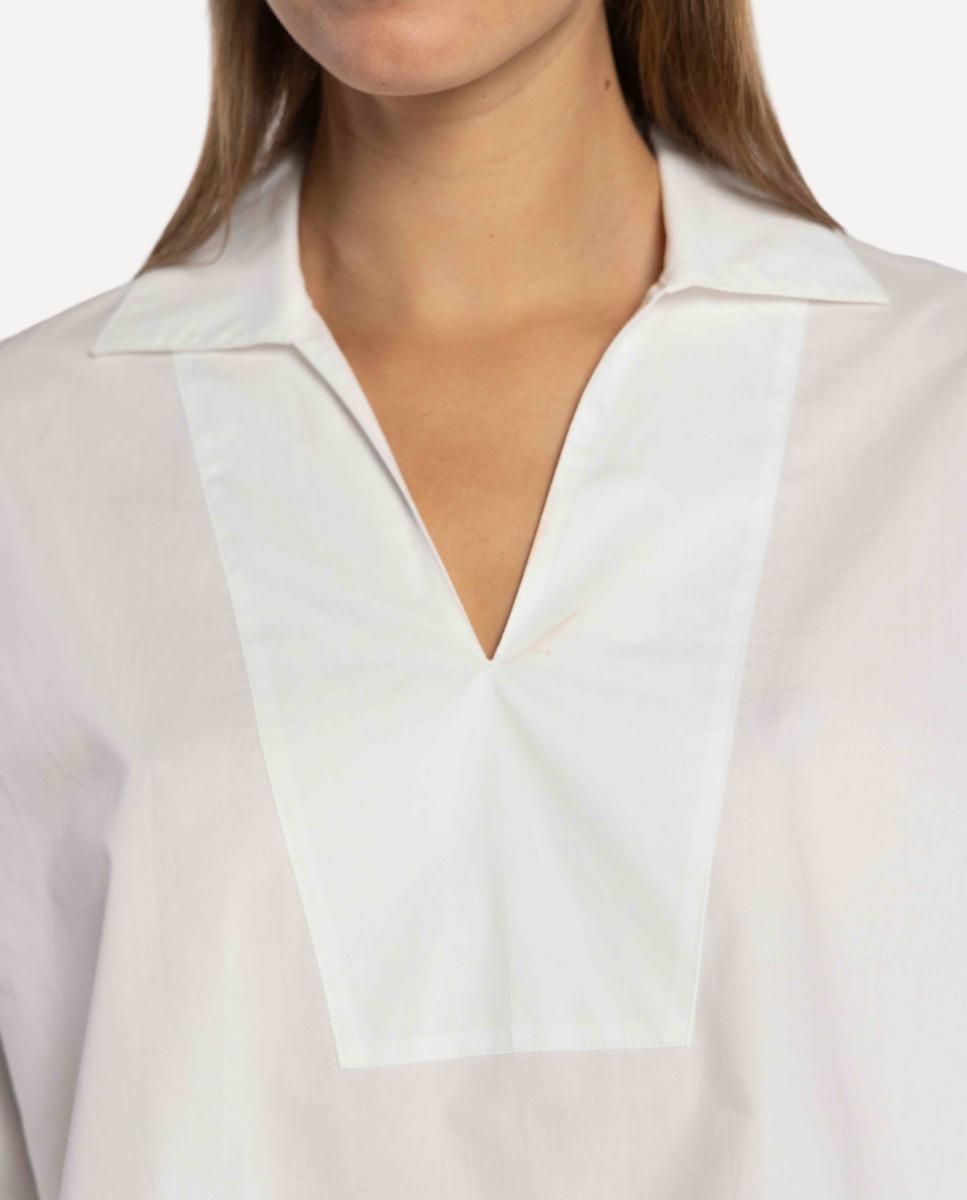 Blusa de Popelina de Algodão com Gola Cru-4