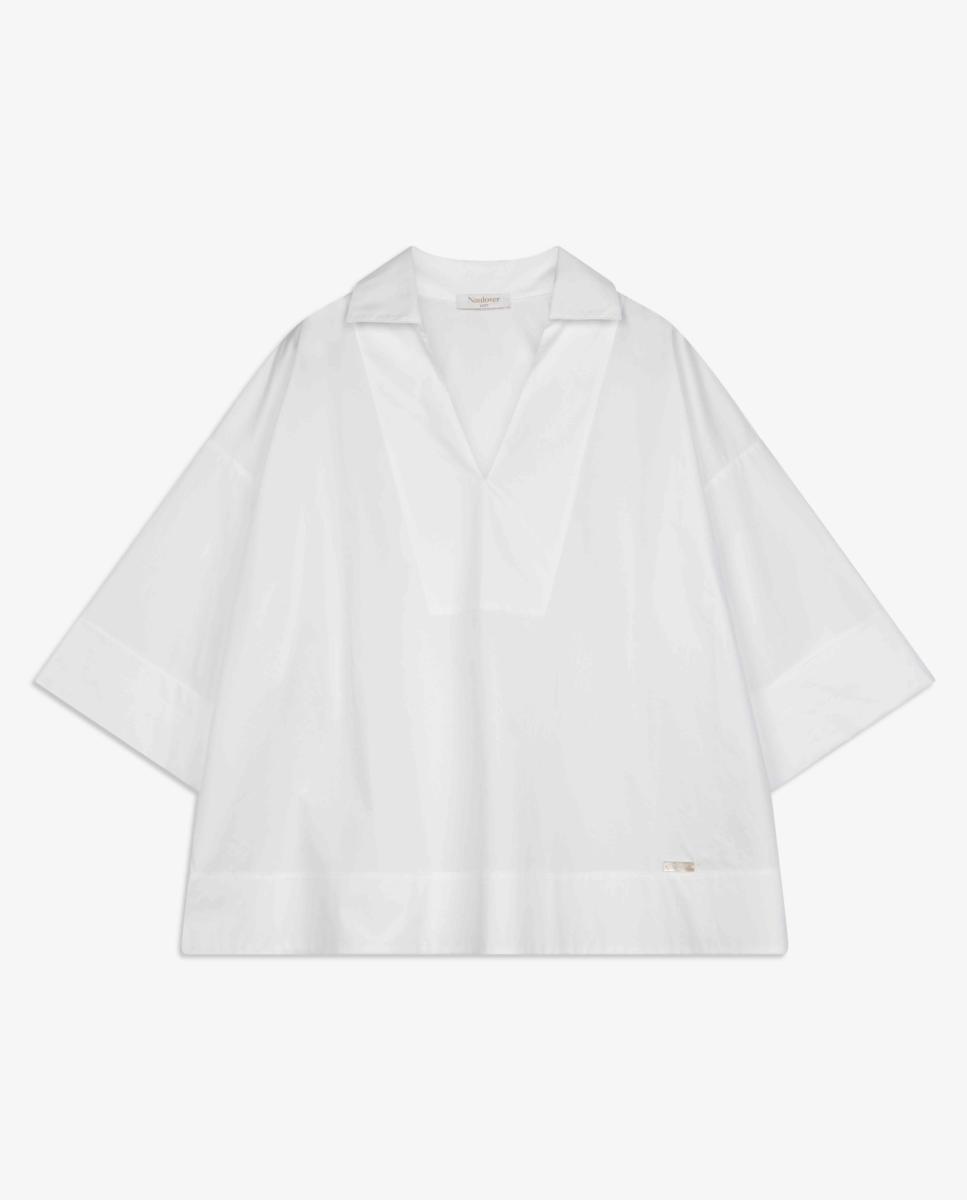 Blusa de Popelina de Algodão com Gola Cru-6