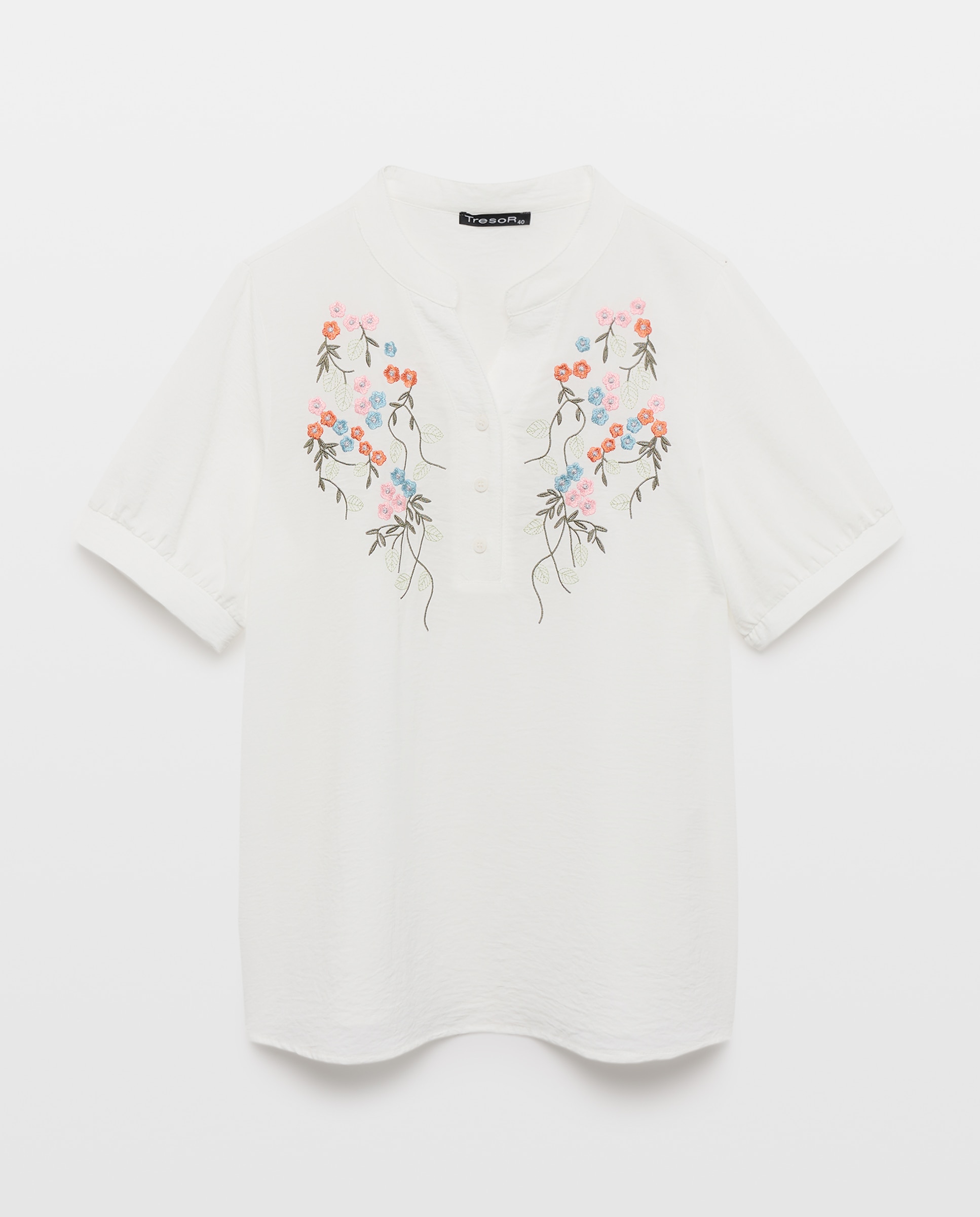 Camisa lisa de mulher com manga curta Natural-4