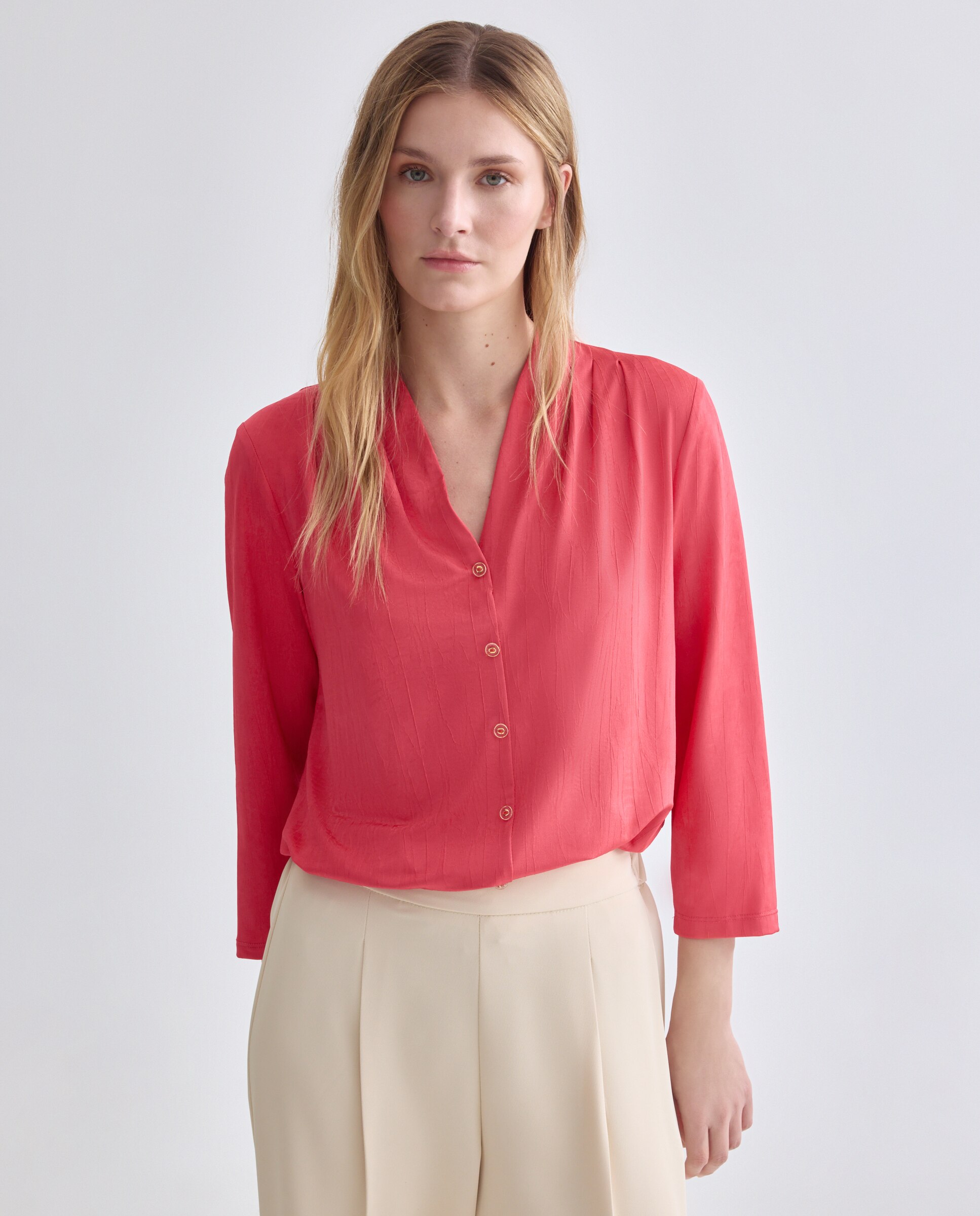 Blusa de mujer lisa manga francesa - Zermatt - Azul marino Rojo-1