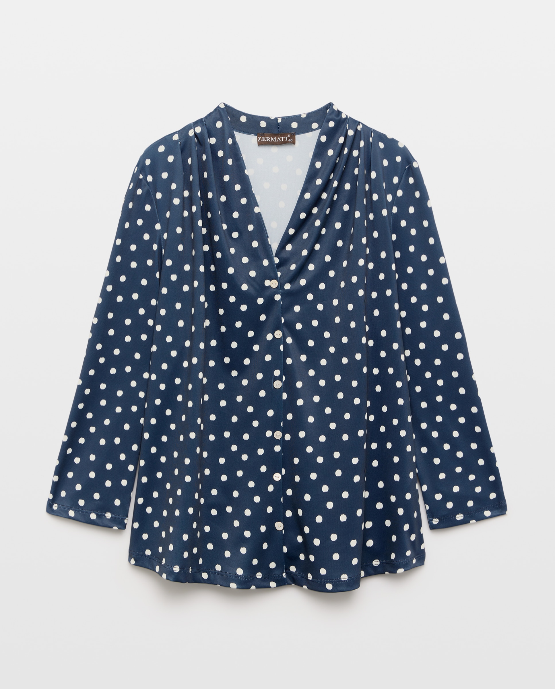 Blusa estampada de mulher com manga 3/4 Azul-marinho-4