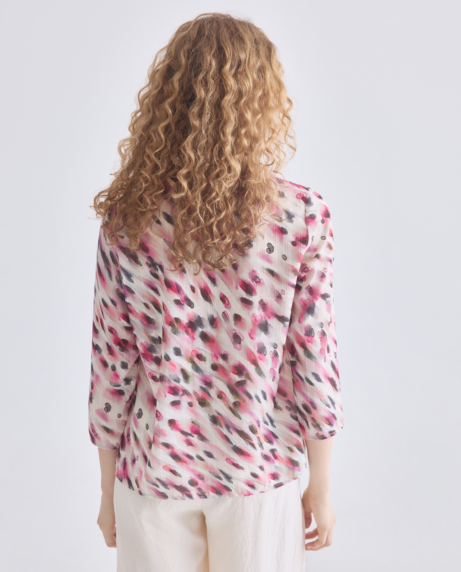 Camisa estampada com manga comprida Rosa-3