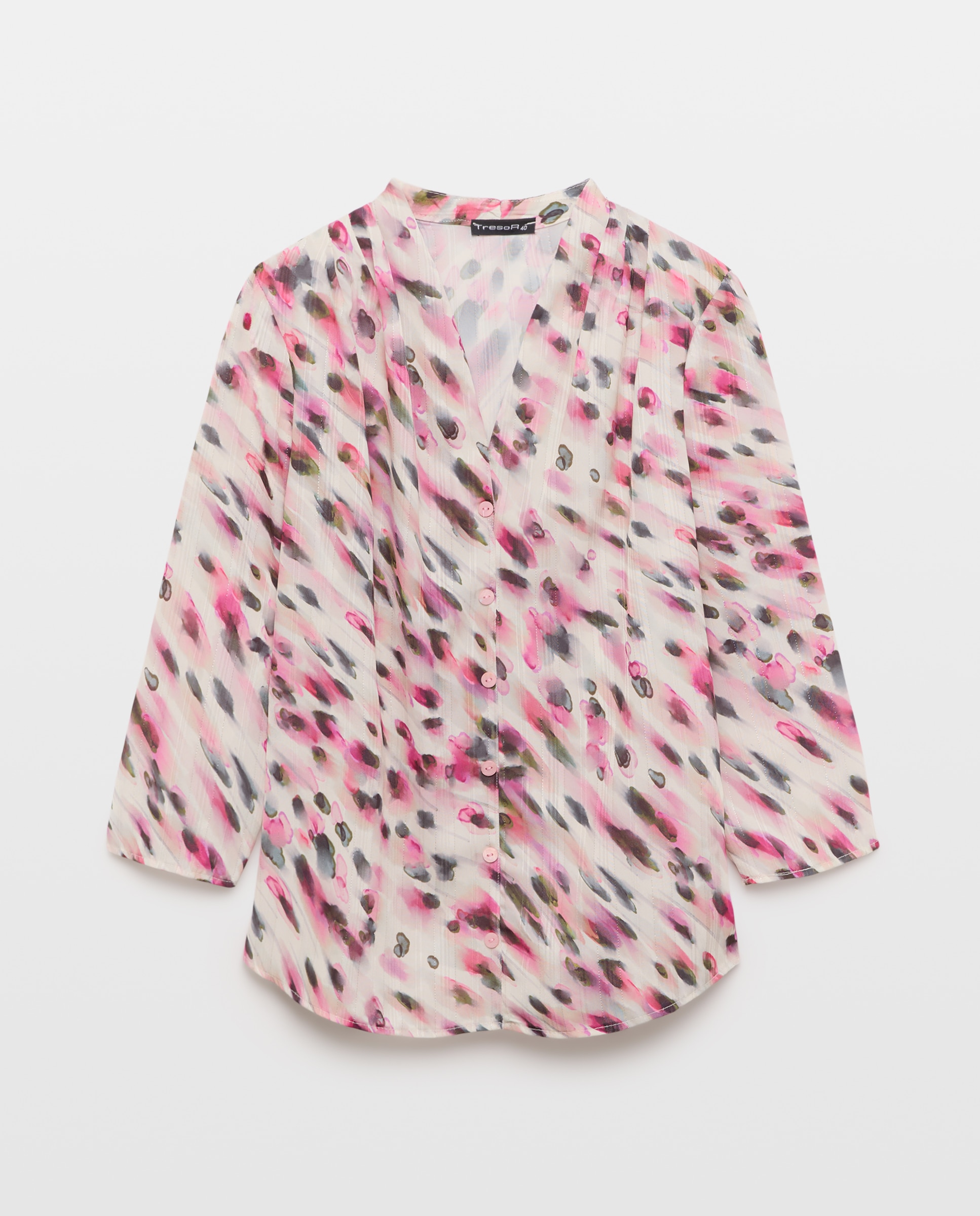 Camisa estampada com manga comprida Rosa-4