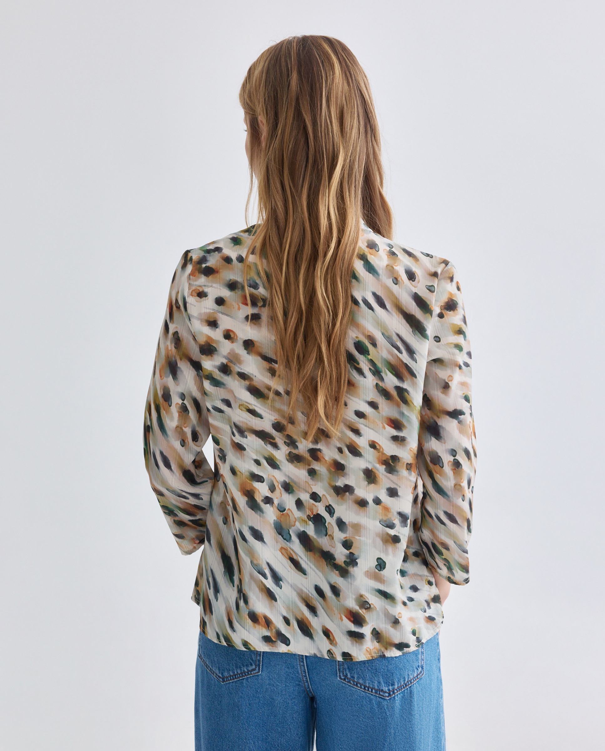 Camisa estampada com manga comprida Verde-3
