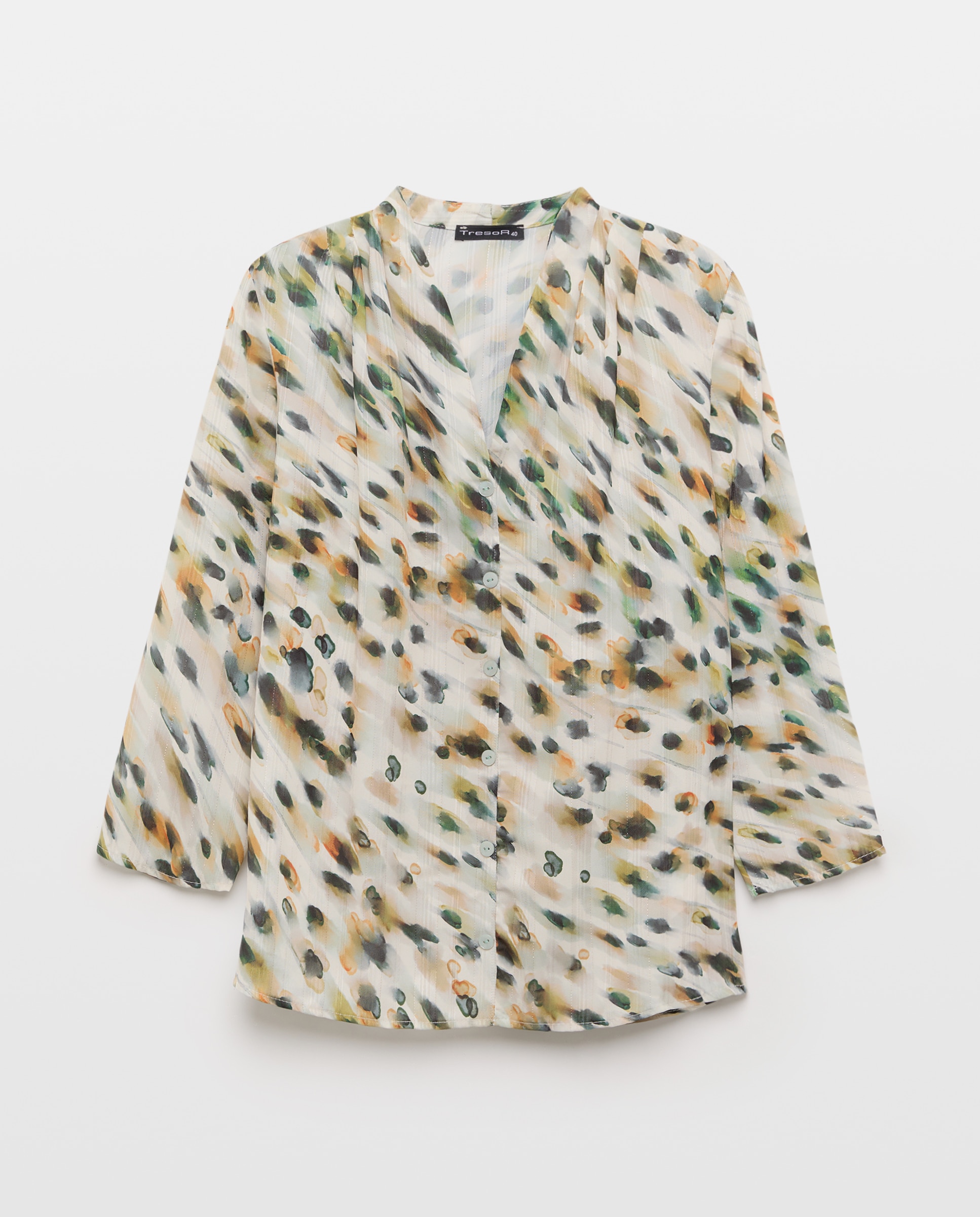 Camisa estampada com manga comprida Verde-4