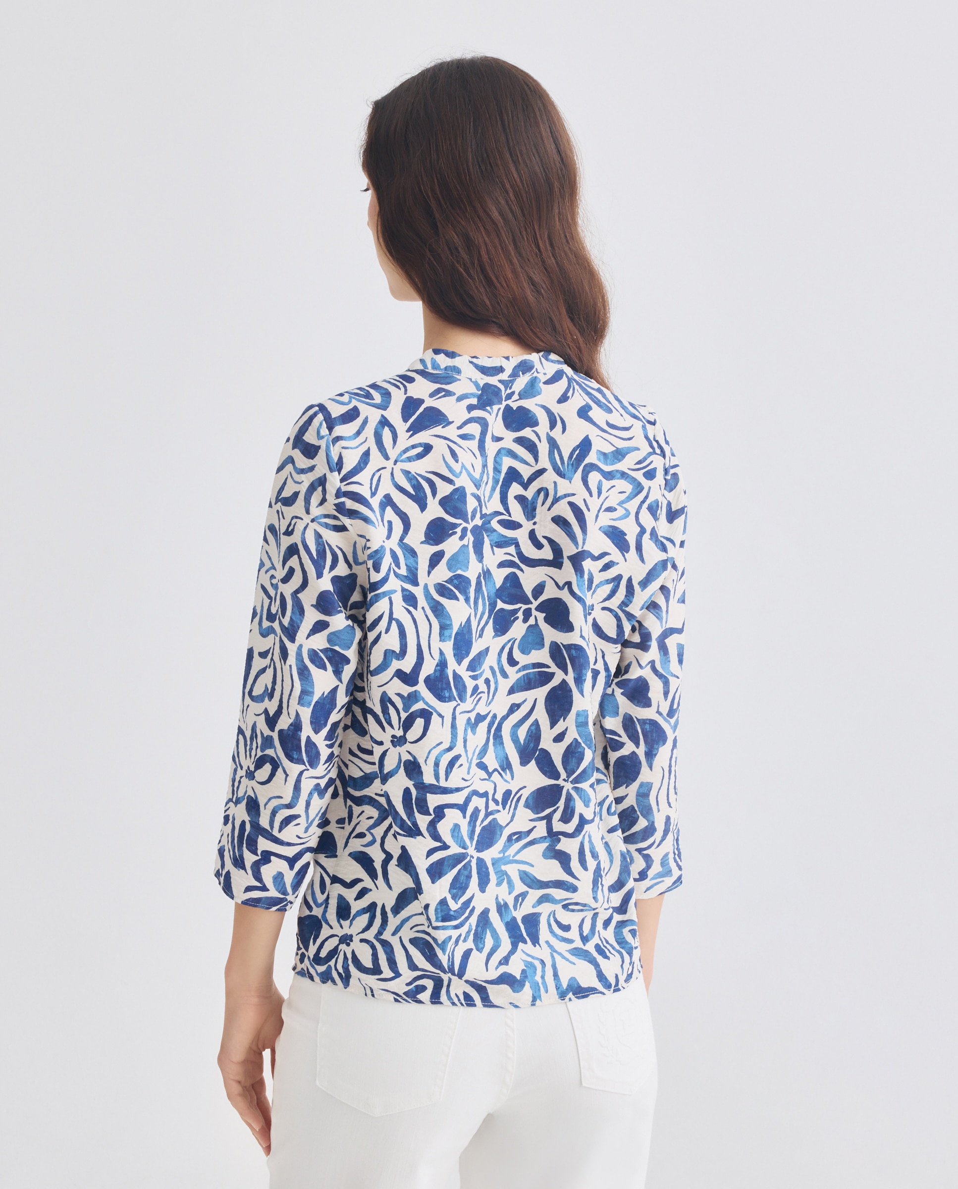 Camisa estampada com manga comprida Azul-marinho-3