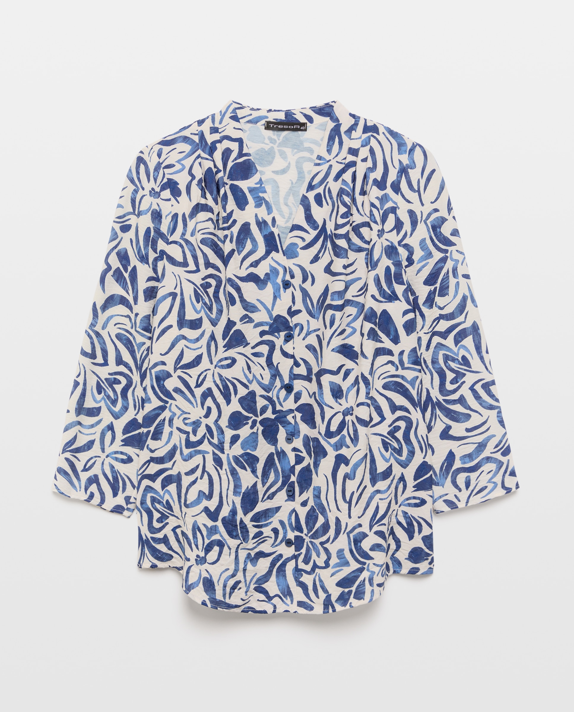Camisa estampada com manga comprida Azul-marinho-4