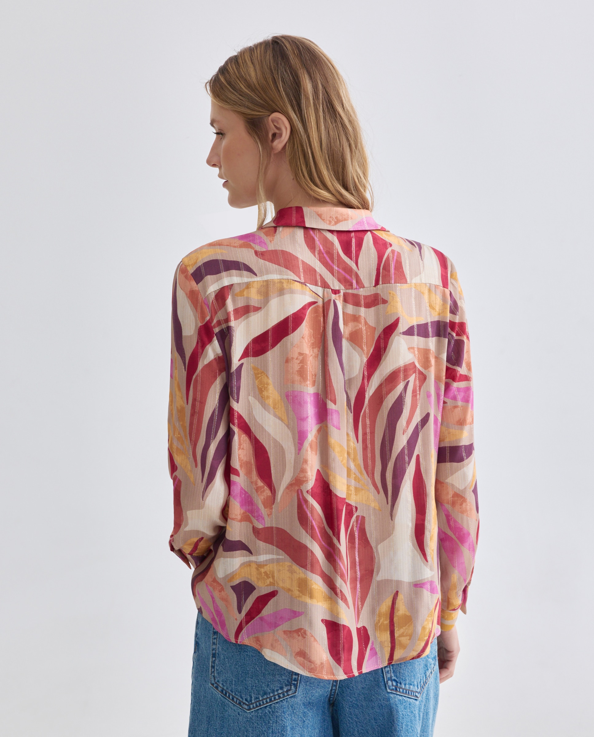 Camisa estampada com manga comprida Coral-3