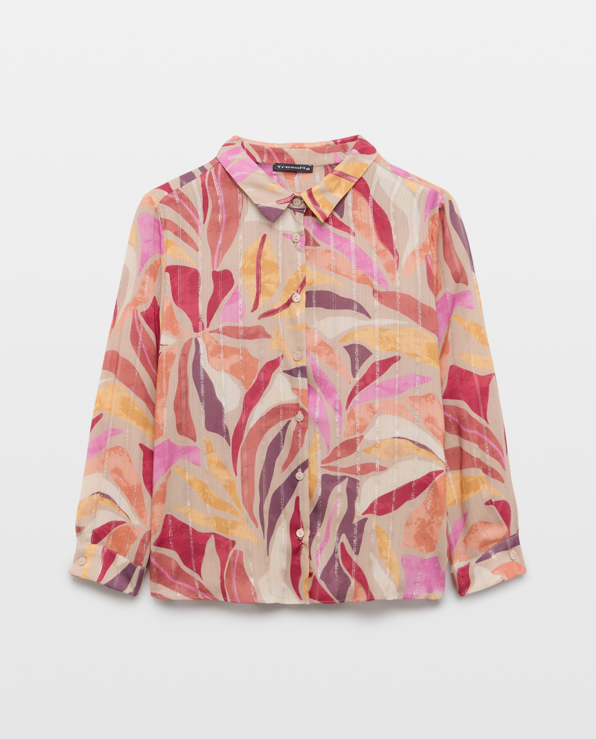 Camisa estampada com manga comprida Coral-4