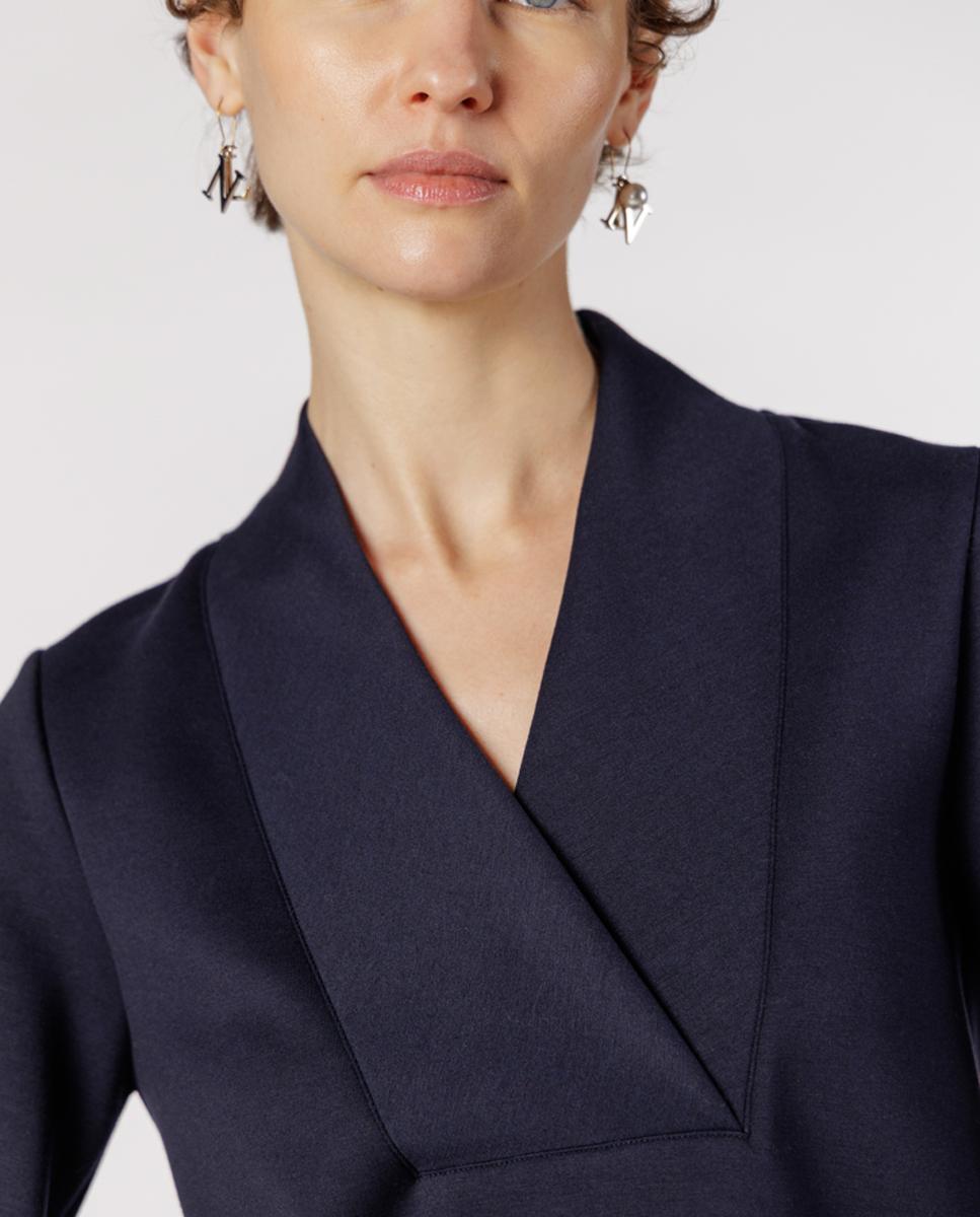 Blusa de mujer de neopreno ligero con escote en “V”. - Naulover - Azul marino Azul marino-4