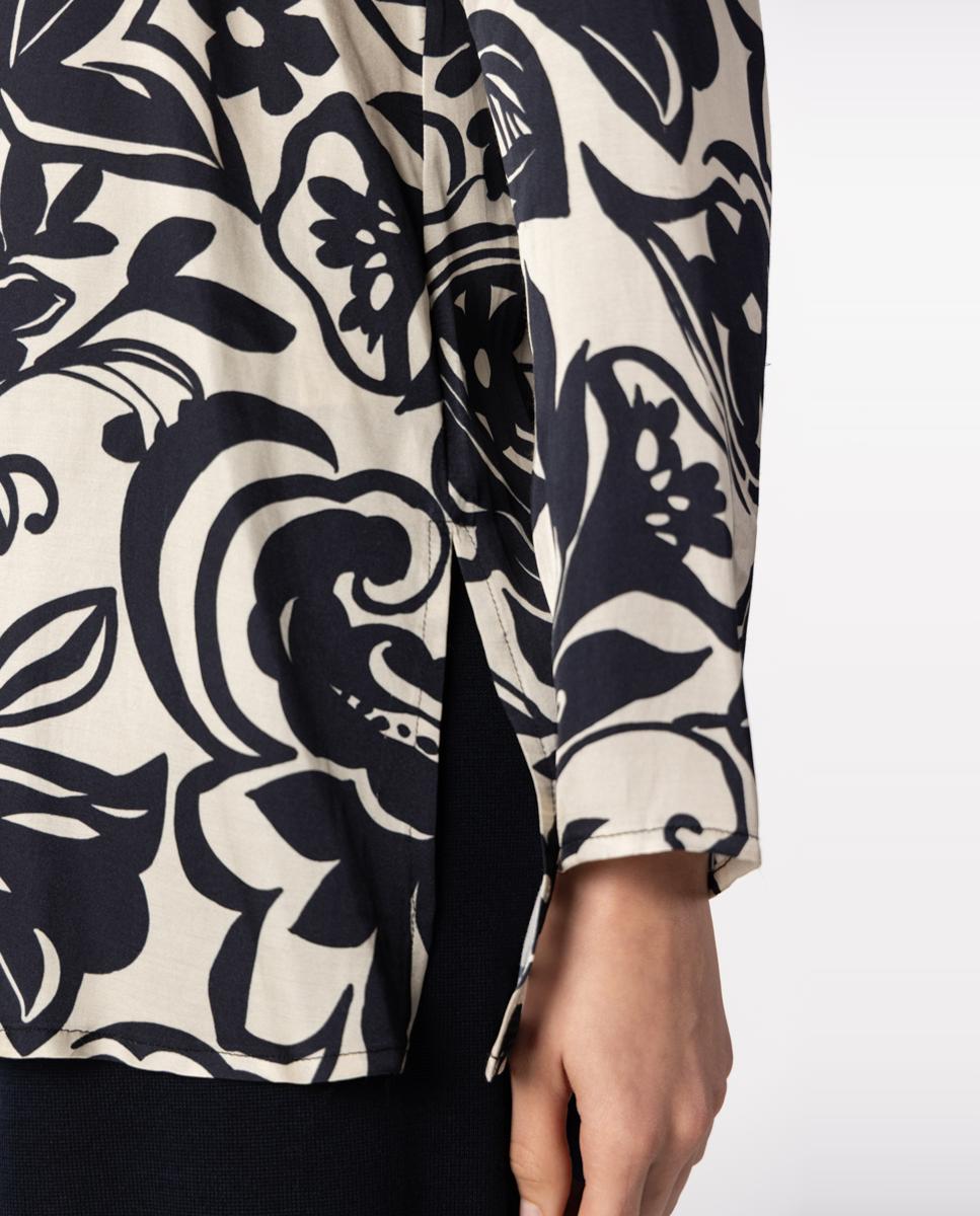 Blusón de mujer de twill con estampado de paisley. - Naulover - Azul marino Azul marino-5
