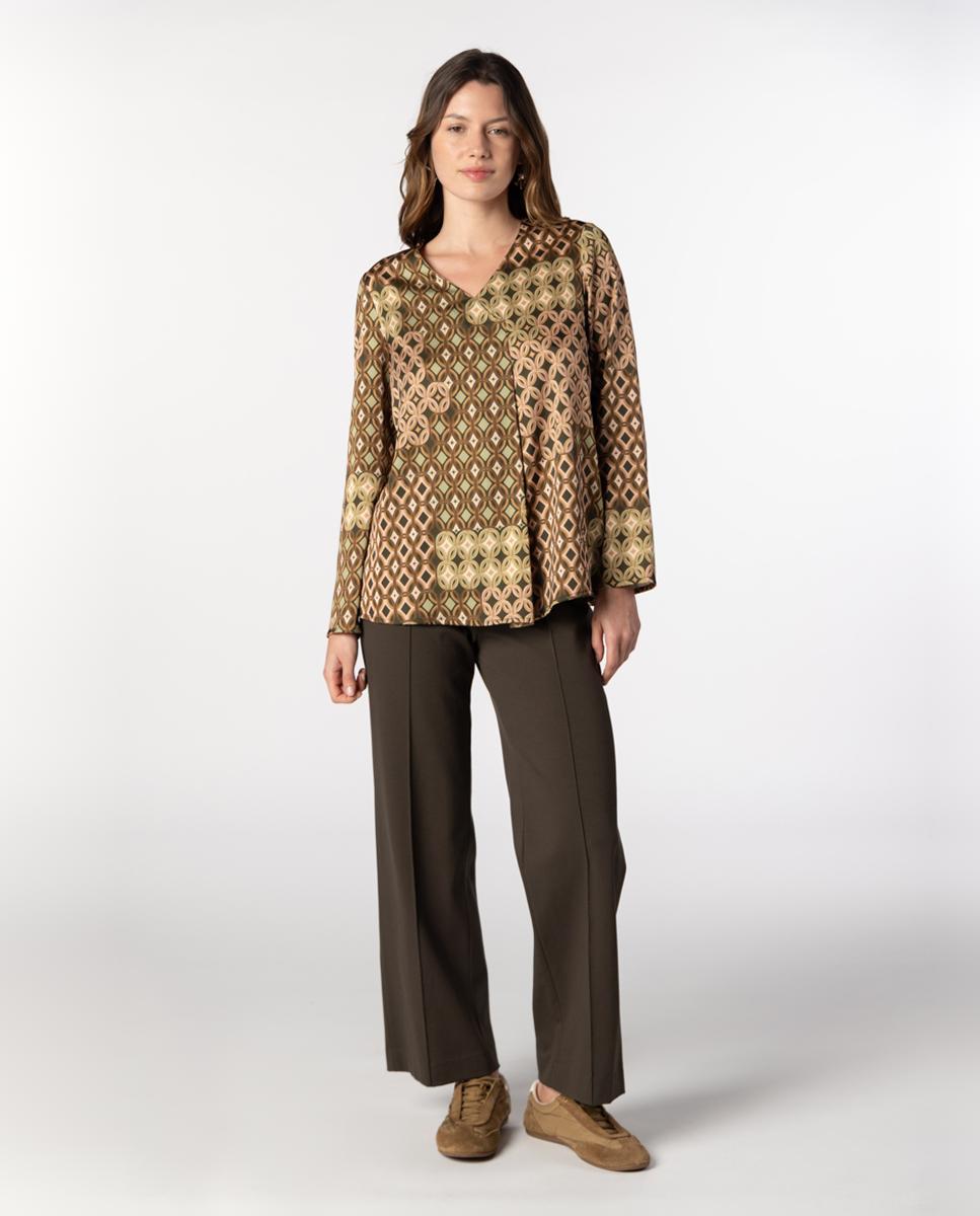 Blusa de mulher com Decote em V Multicolor-3