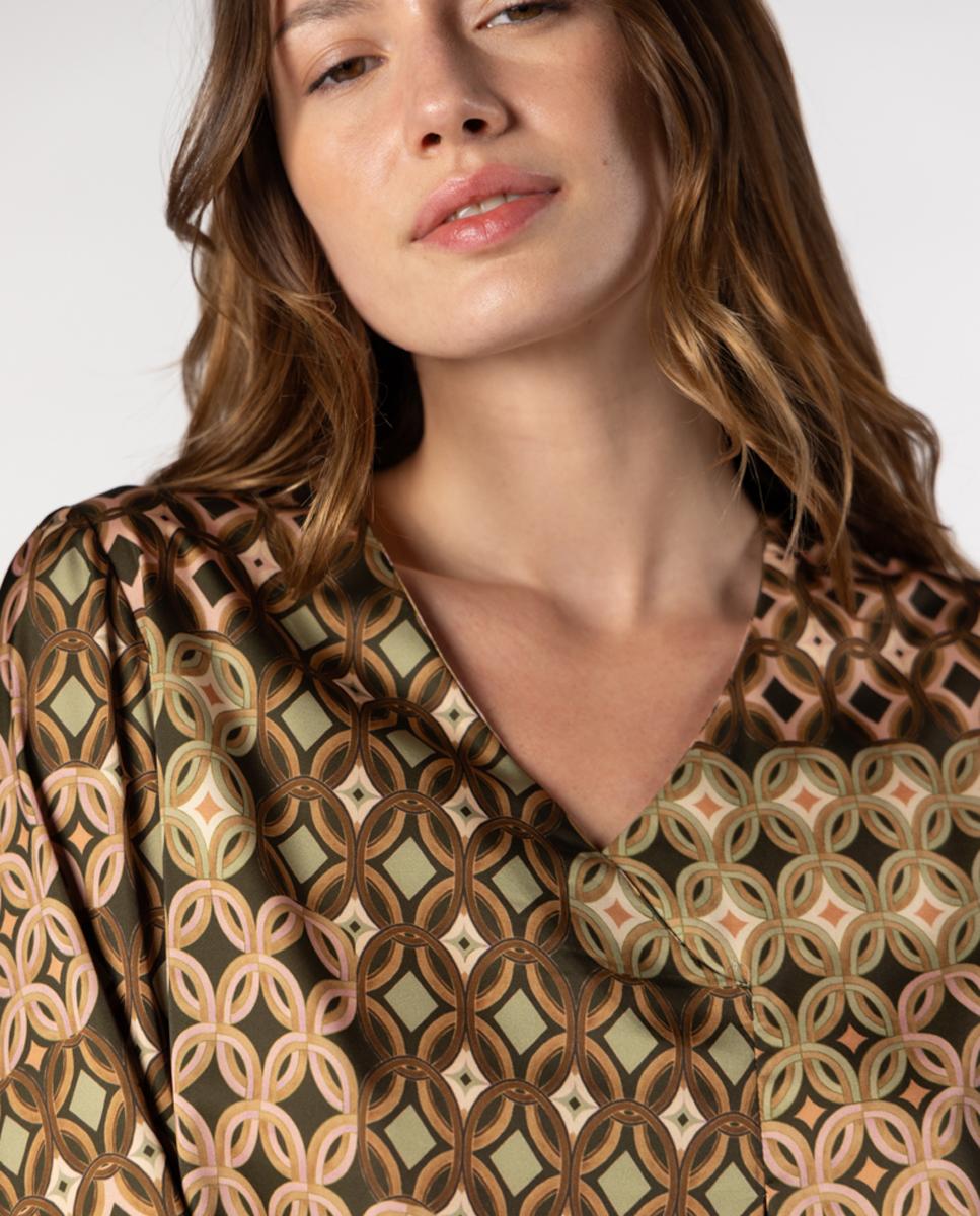 Blusa de mulher com Decote em V Multicolor-4