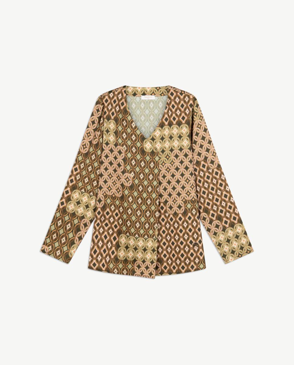 Blusa de mulher com Decote em V Multicolor-6