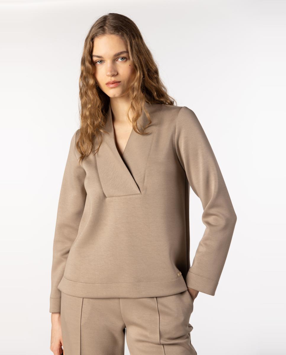 Imagem 0 de Blusa de Neopreno Ligeiro com Decote em Bico