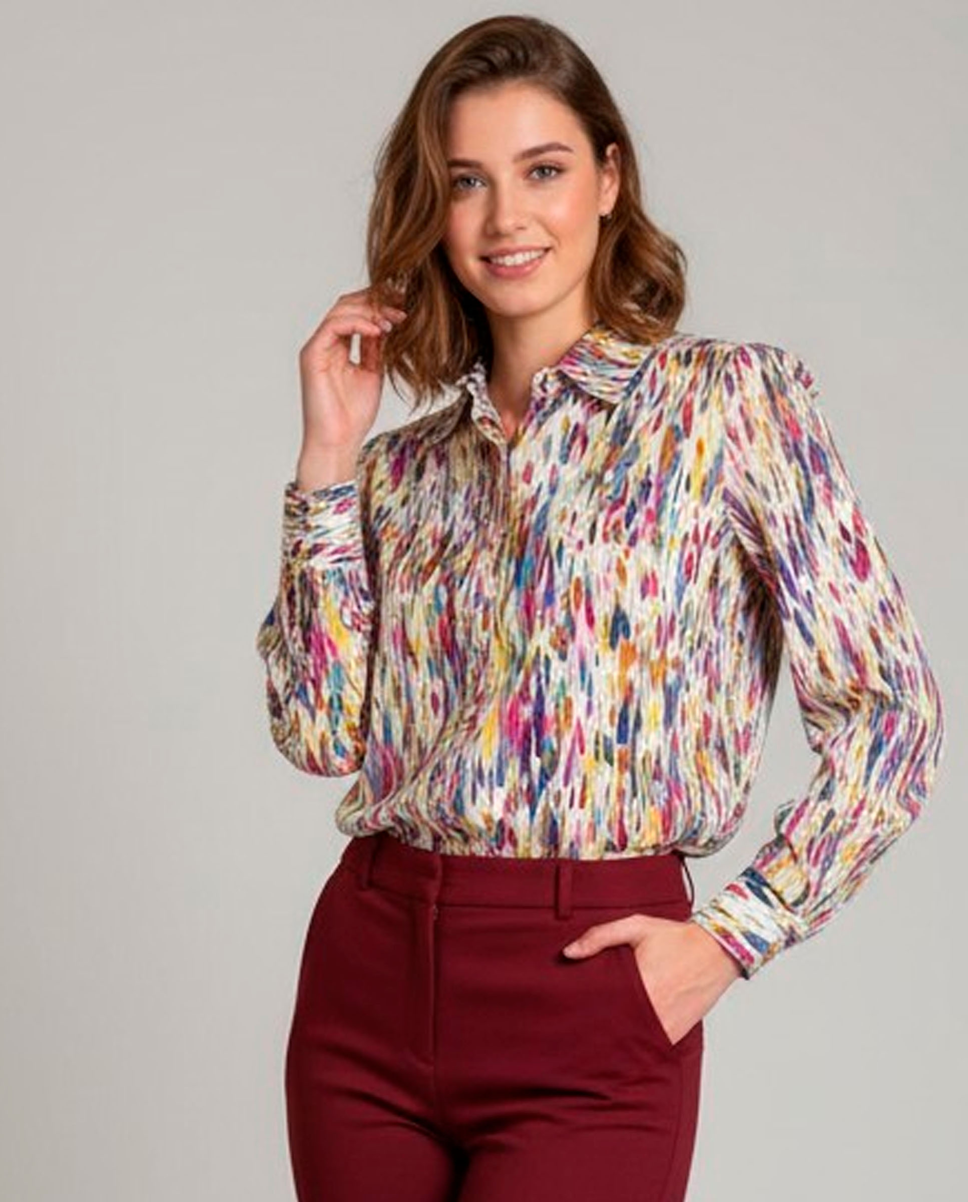 Camisa de mujer estampada, manga larga. - Zermatt - Multicolor Multicolor-1