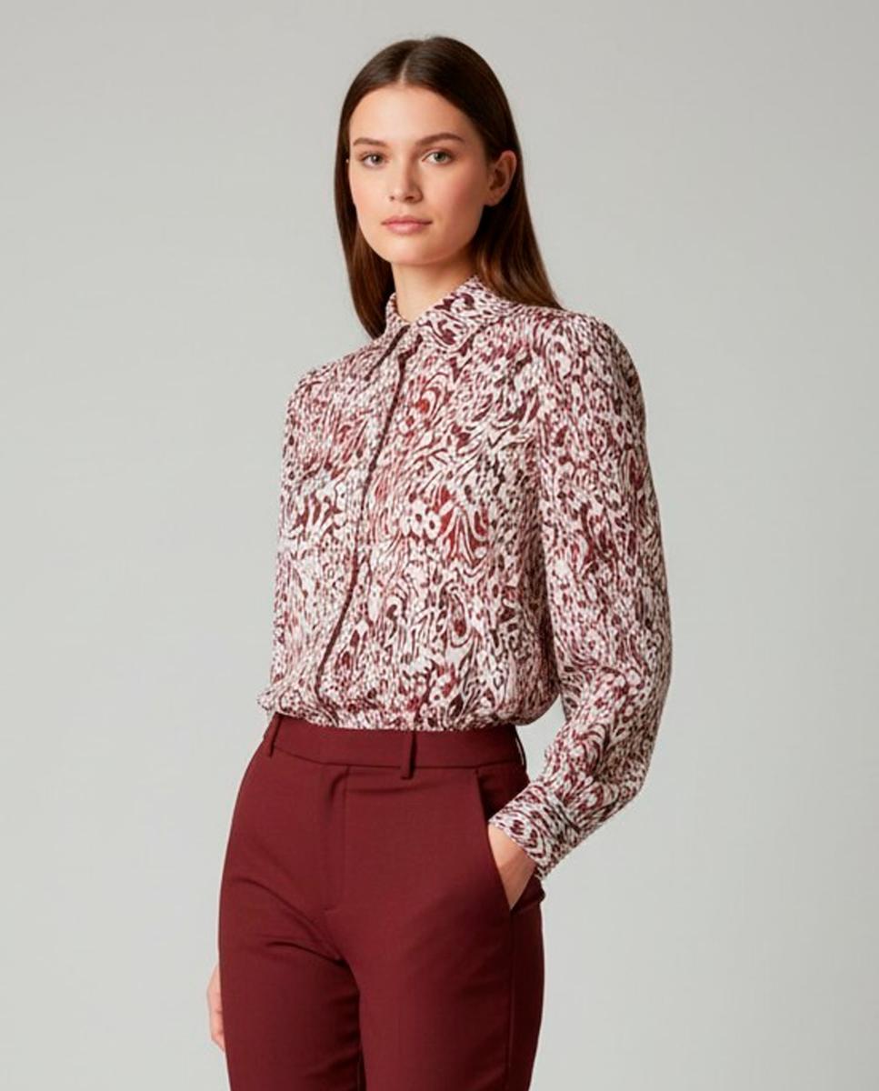 Camisa de mujer estampada, manga larga. - Zermatt - Granate Granate-1