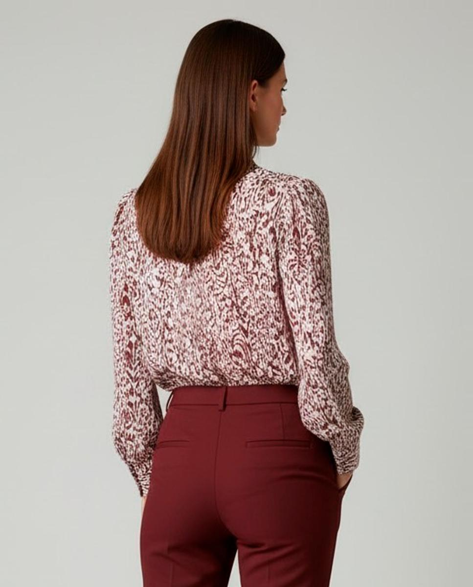Camisa de mujer estampada, manga larga. - Zermatt - Granate Granate-2