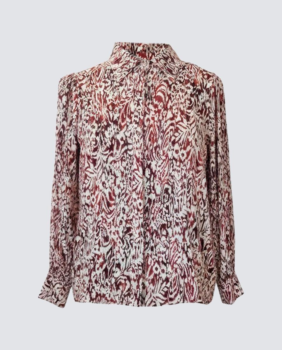 Camisa de mujer estampada, manga larga. - Zermatt - Granate Granate-4