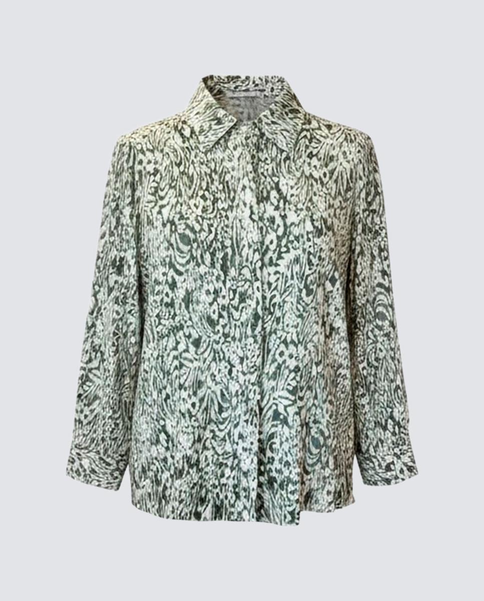 Camisa de mujer estampada, manga larga. - Zermatt - Verde Verde-4