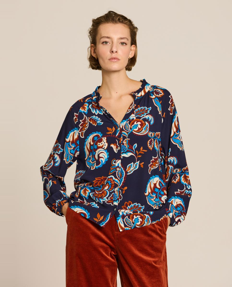 Blusa de mujer print contraste - Escorpion - Azul marino Azul marino-1