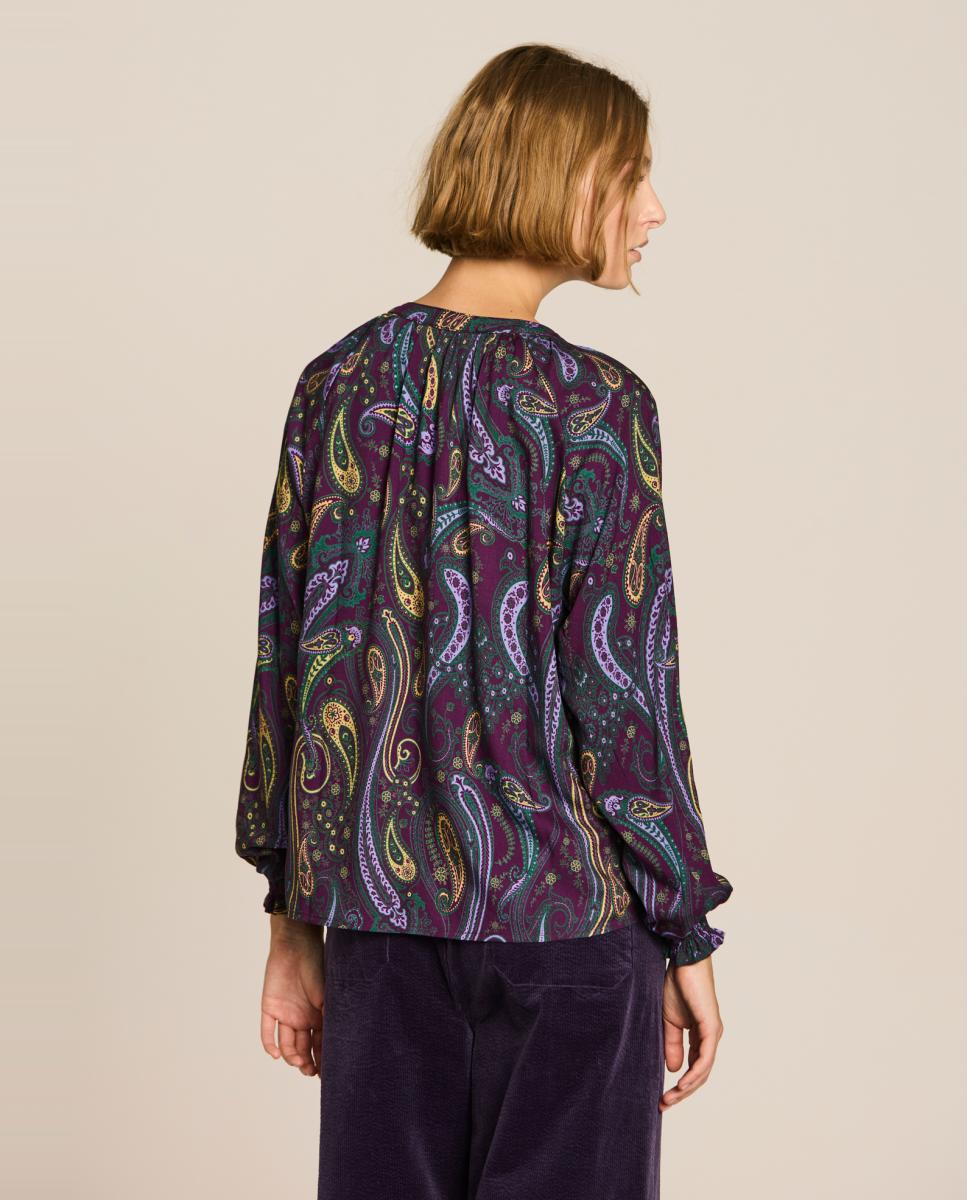 Blusa com Estampado Paisley Beringela-2