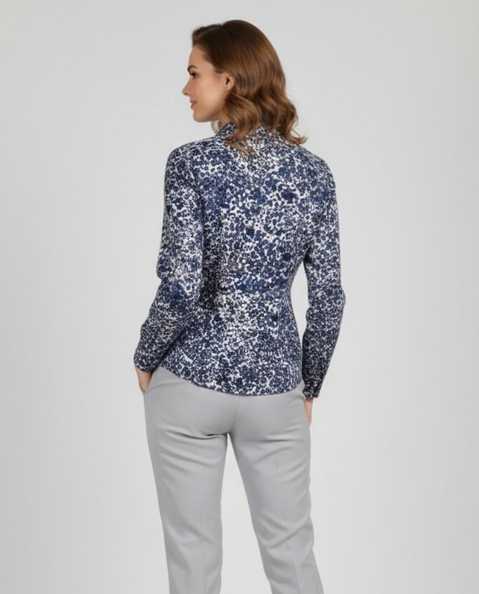Camisa estampada com manga comprida Azul-2