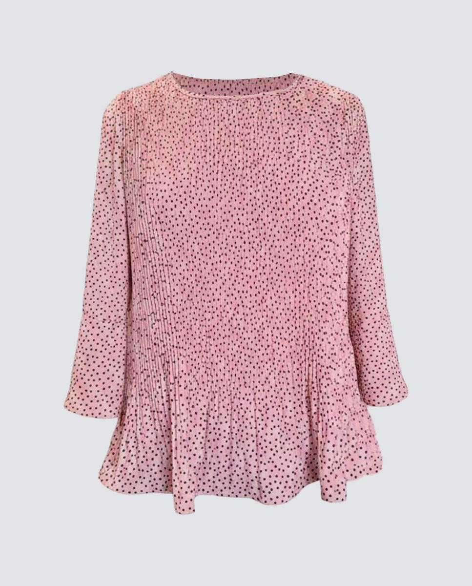 Blusa Estampada Plissada Rosa-3