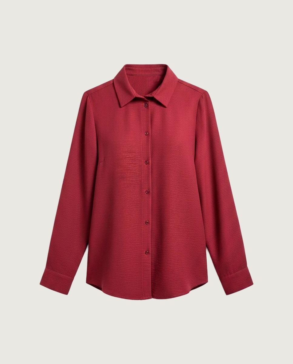 Camisa lisa de mulher Grená-3