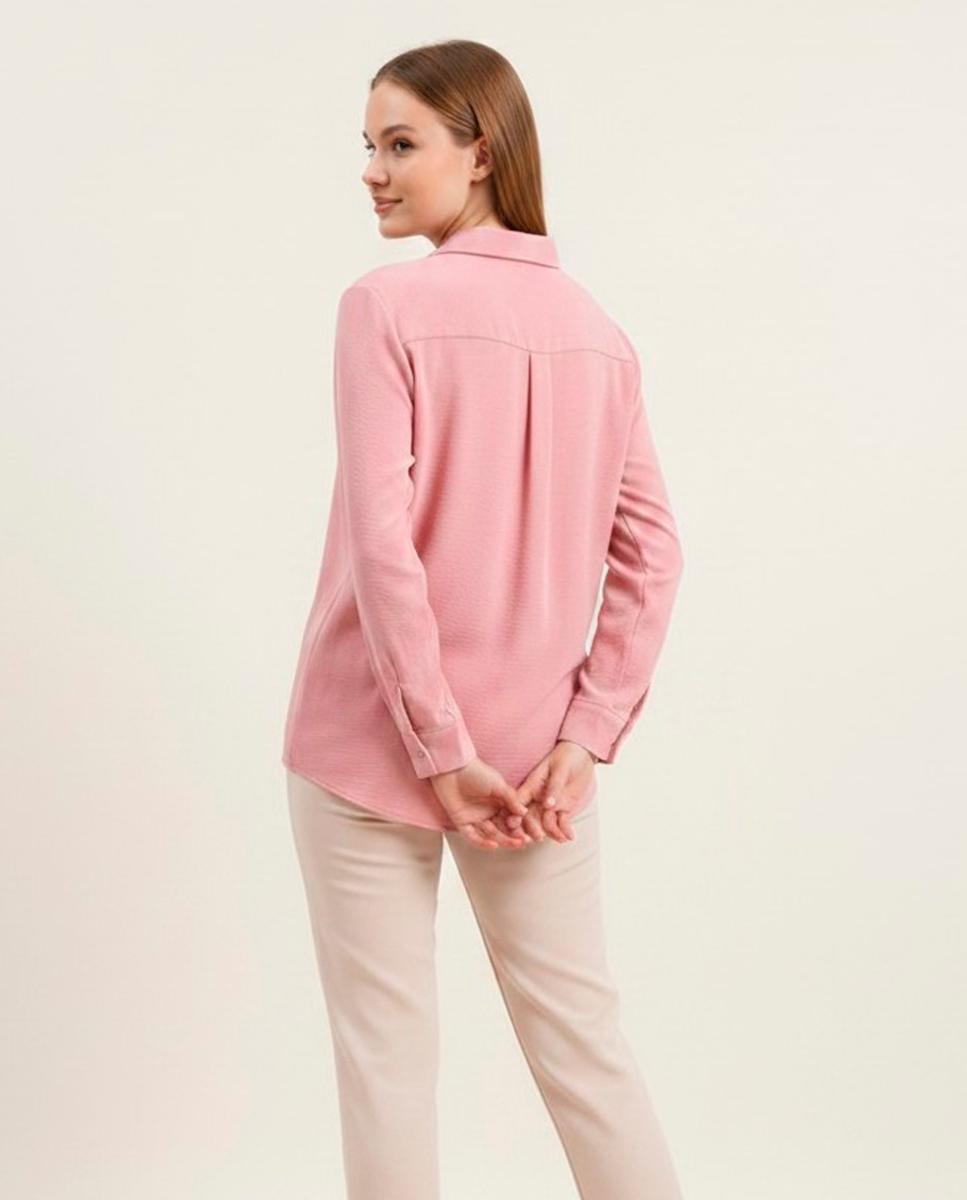 Camisa lisa de mulher Rosa-2