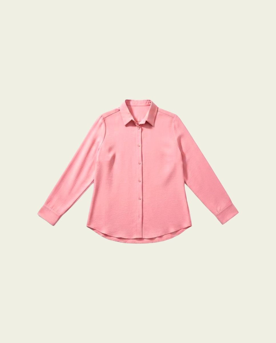 Camisa lisa de mulher Rosa-3