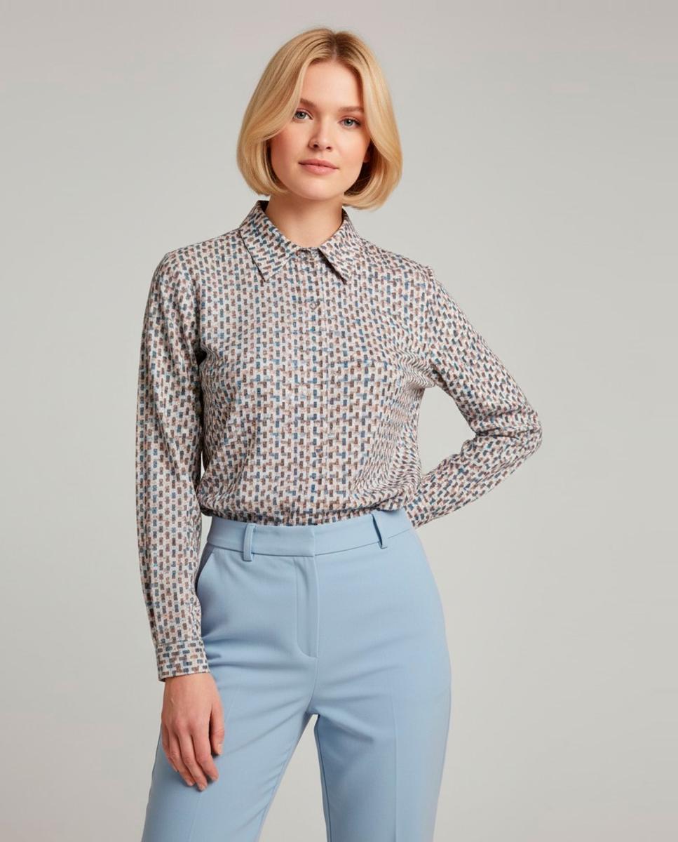 Imagem 0 de Camisa estampada de mulher com manga comprida