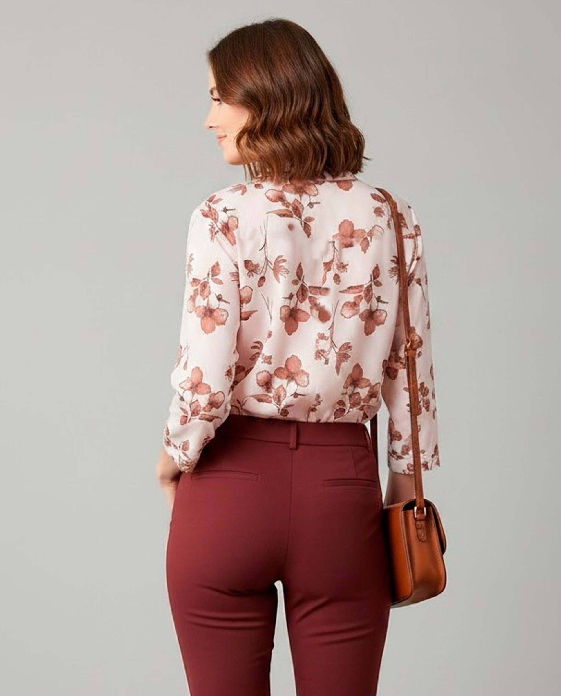 Blusa estampada de mulher Castanho-2