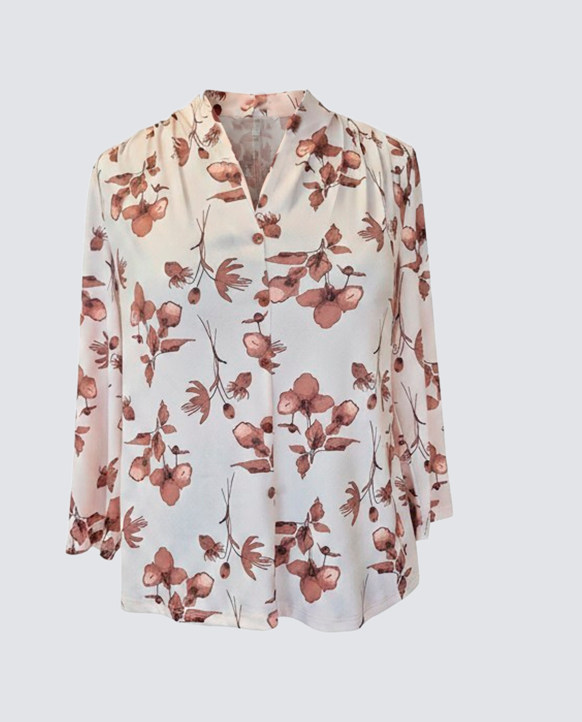 Blusa estampada de mulher Castanho-4