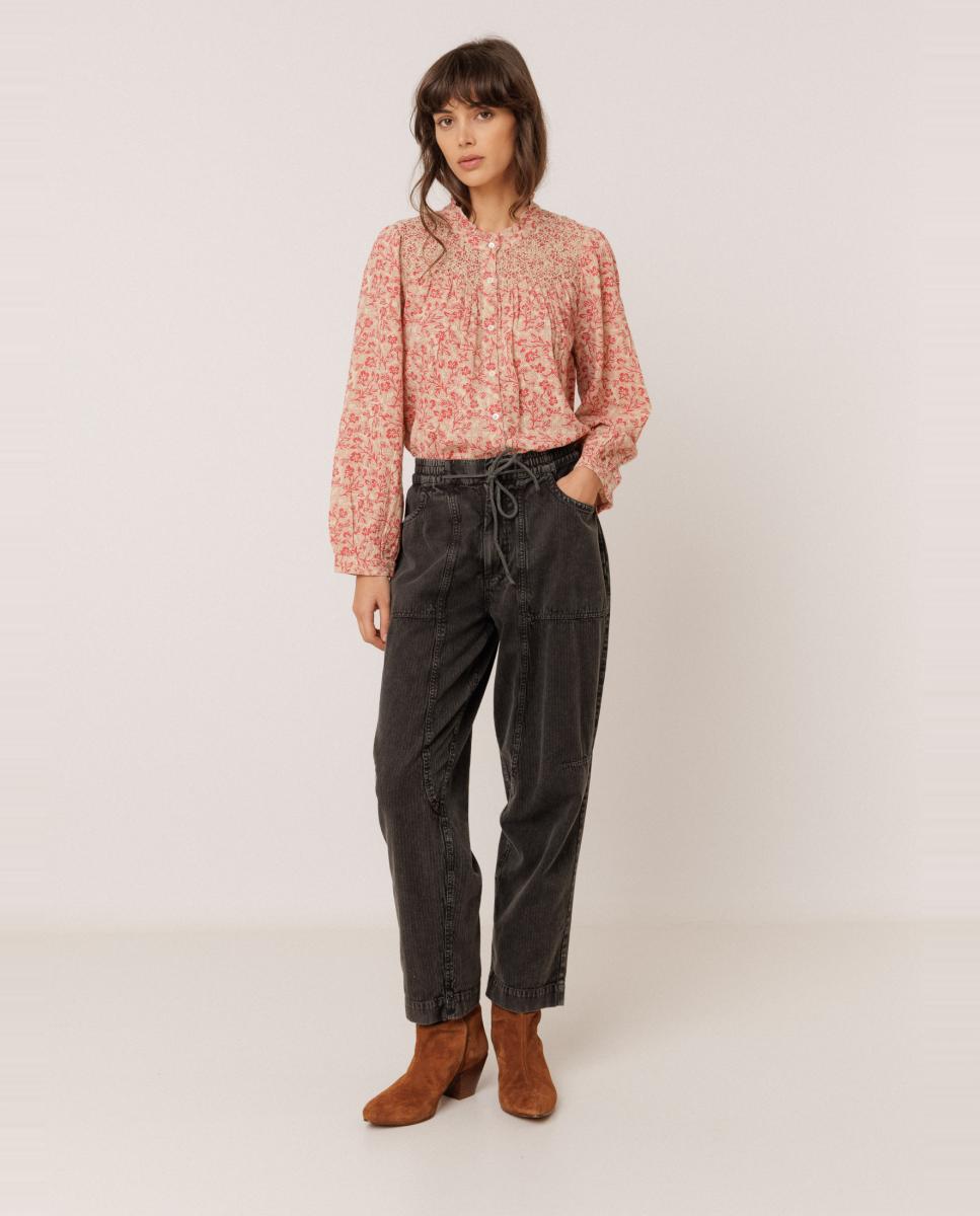 Imagen 0 de Camisa de mujer cuello caja y manga abullonada Rojo