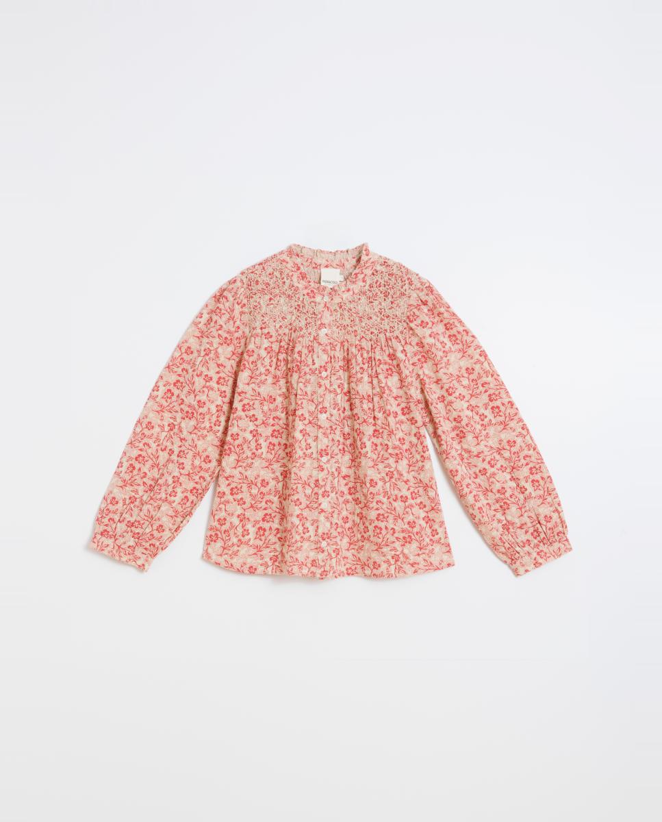 Camisa de mujer cuello caja y manga abullonada - Indi & Cold - Rojo Rojo-4