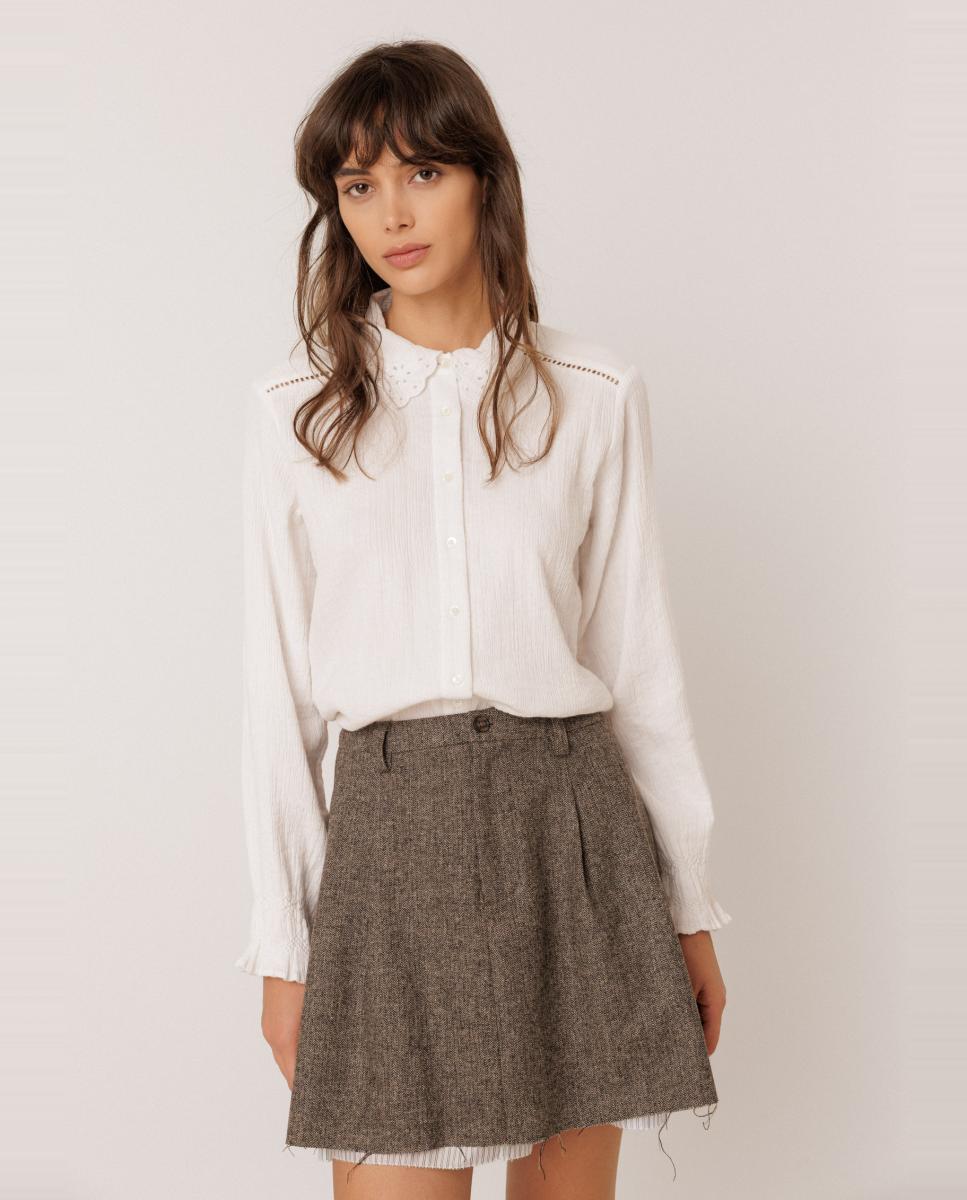 Imagen 0 de Camisa de mujer cuello camisero manga larga Blanco