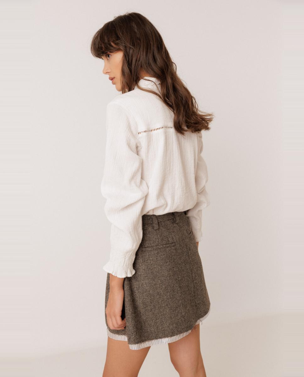 Camisa de mujer cuello camisero manga larga - Indi & Cold - Blanco Blanco-2