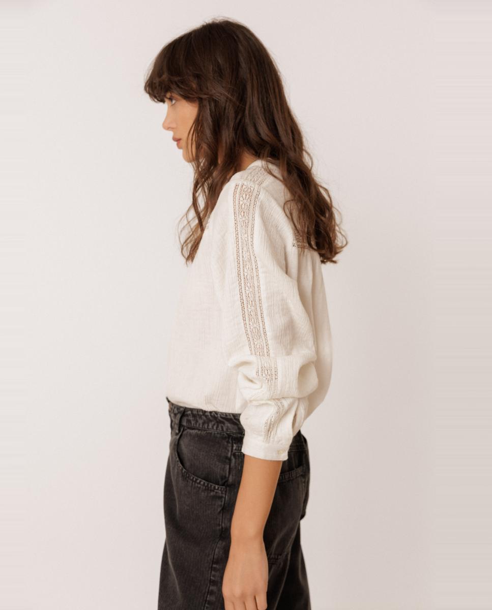 Camisa de mujer cuello caja manga larga - Indi & Cold - Crudo Crudo-1