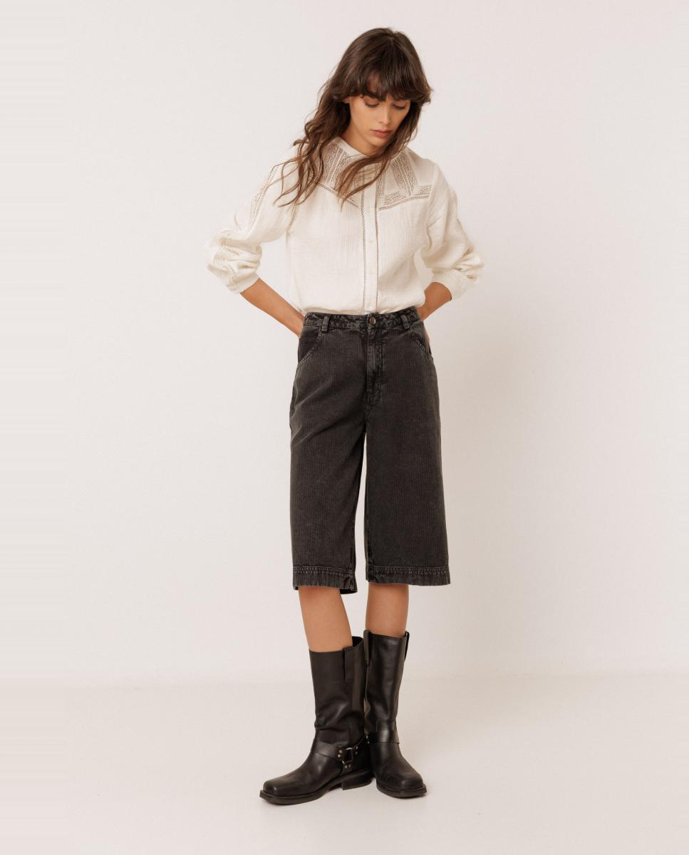 Camisa de mujer cuello caja manga larga - Indi & Cold - Crudo Crudo-3