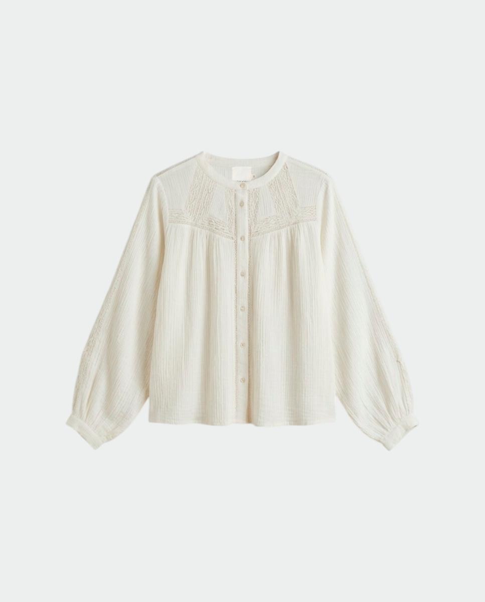 Camisa de mujer cuello caja manga larga - Indi & Cold - Crudo Crudo-4