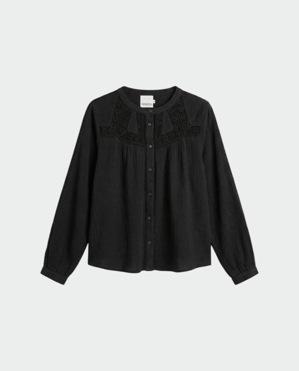 Camisa de mujer cuello caja manga larga - Indi & Cold - Gris oscuro Gris oscuro-4