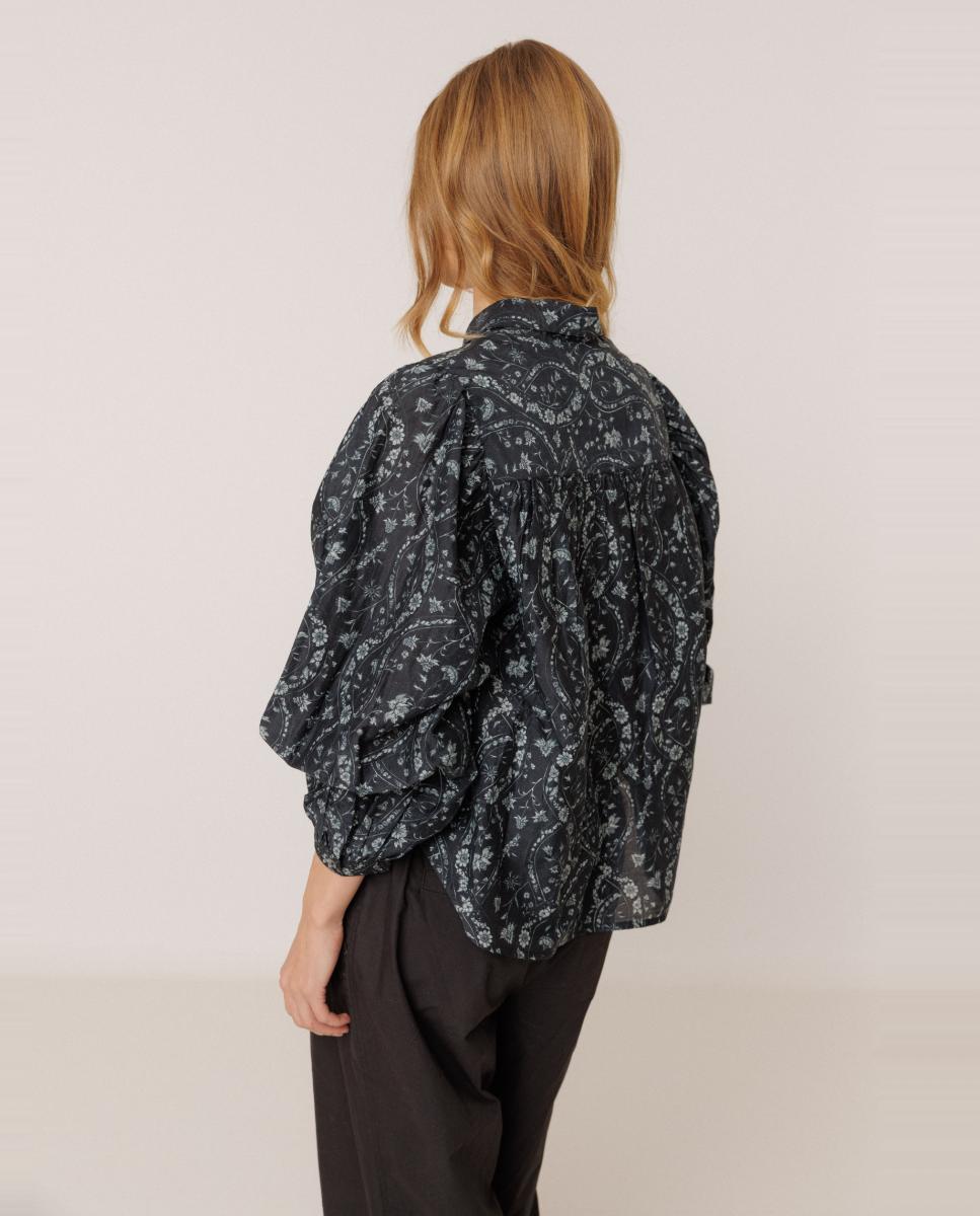 Camisa de mujer cuello camisero manga larga - Indi & Cold - Azul marino Azul marino-2
