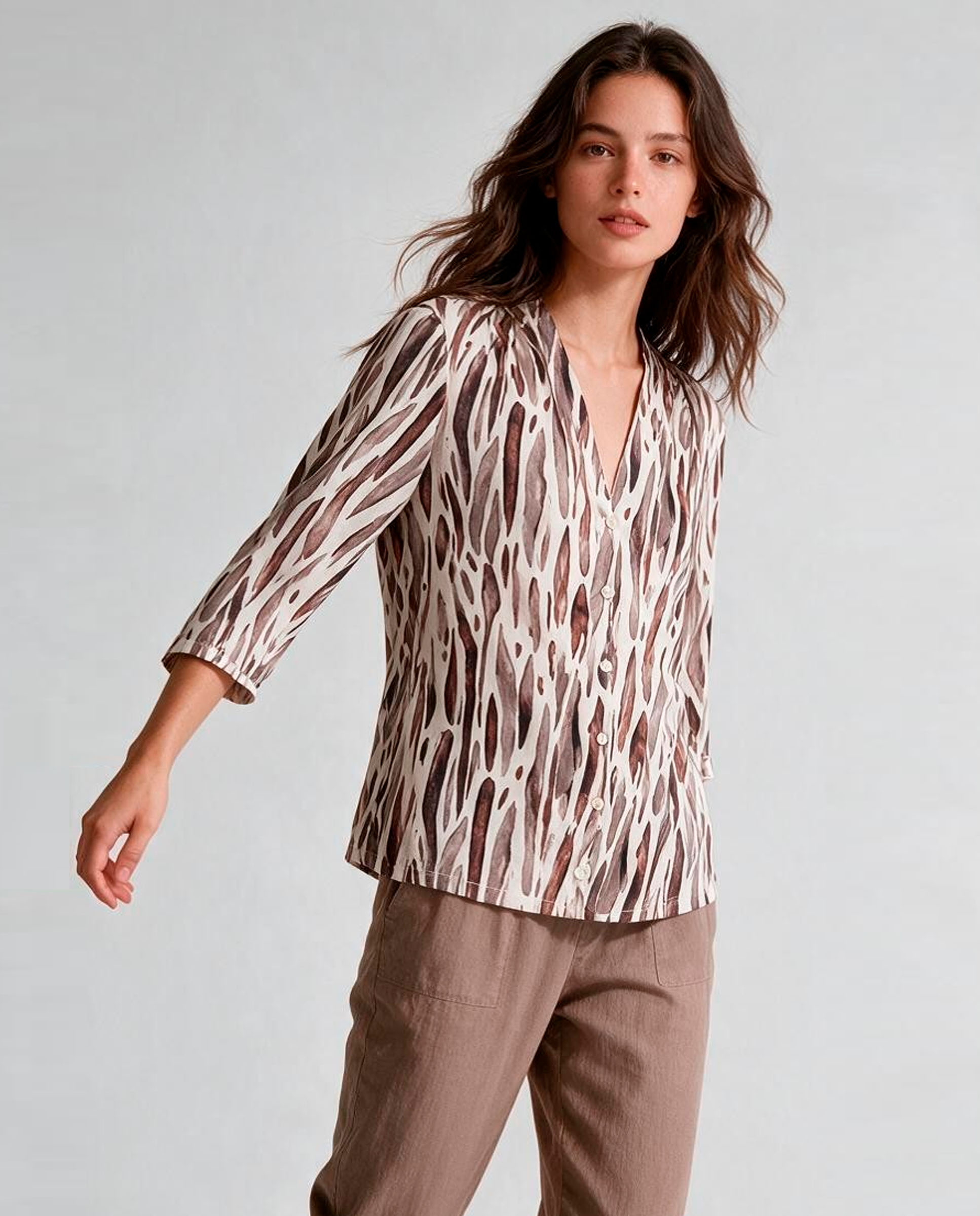 Imagem 0 de Blusa Estampada, Manga 3/4