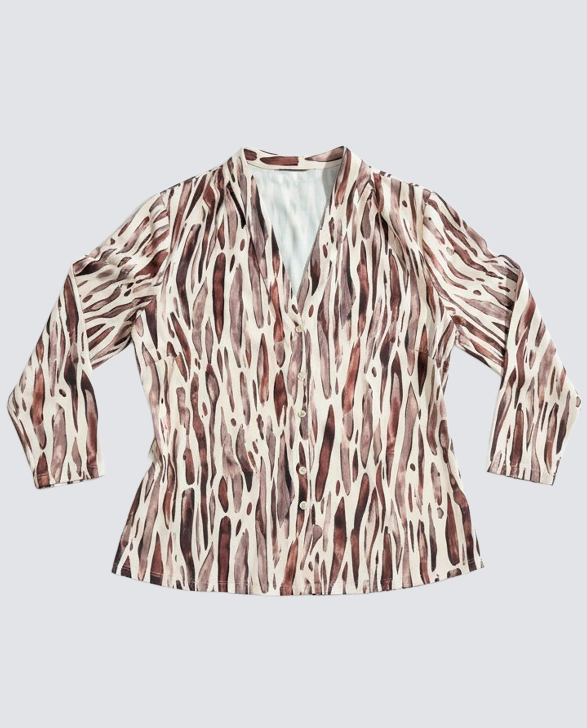 Blusa Estampada, Manga 3/4 Castanho-4