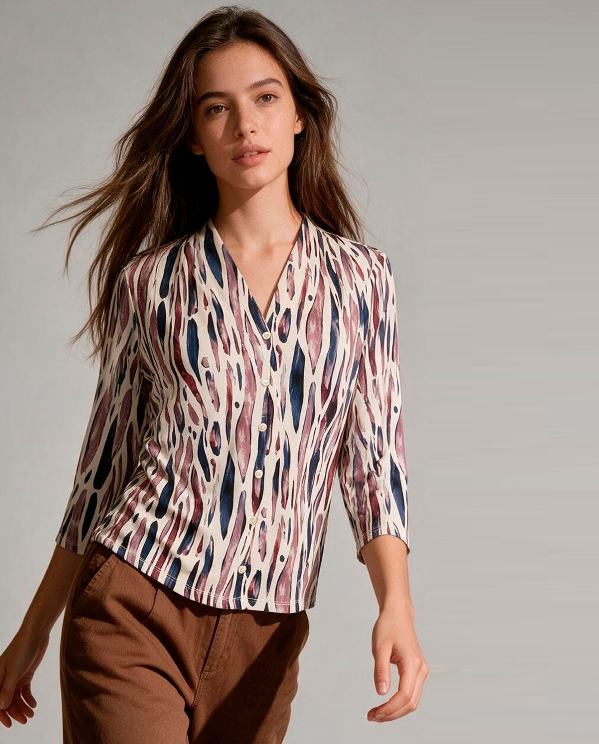 Blusa estampada, manga 3/4 - Zermatt - Morado Morado-1