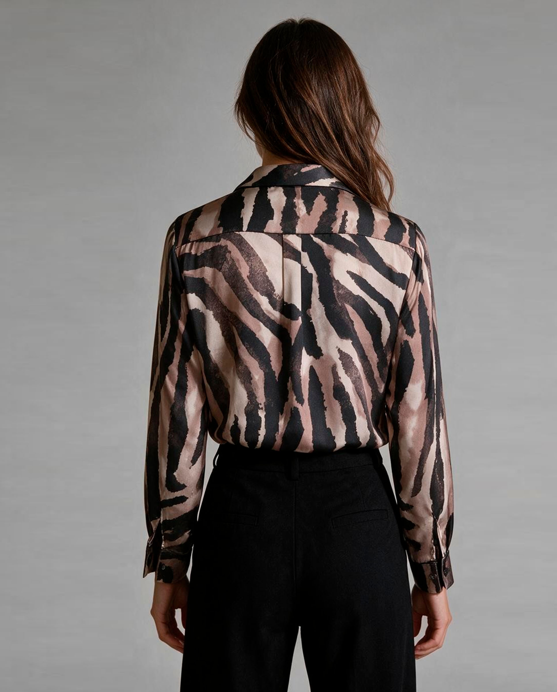 Camisa de mujer estampada, manga larga - Zermatt - Marrón Marrón-2