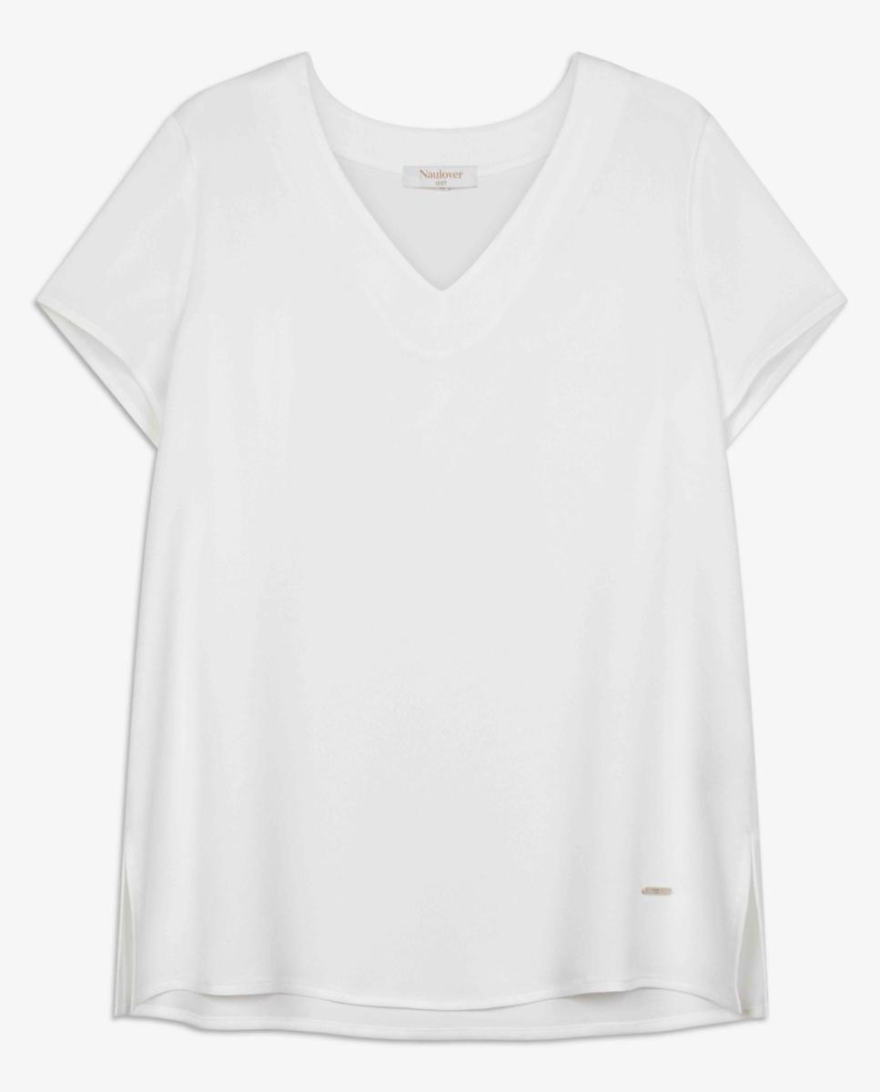 Blusa de Cetim com Manga Curta Cru-5